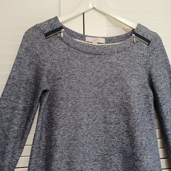 LOFT Top French Terry Pullover Shoulder Zipper Detail Womens Medium - Picture 4 of 8